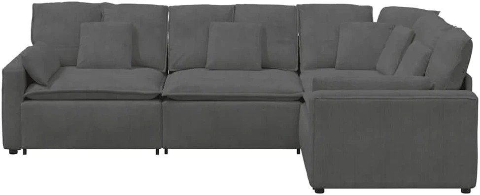 Modulinė sofa su pagalvėlėmis, velvetas, tamsiai pilka