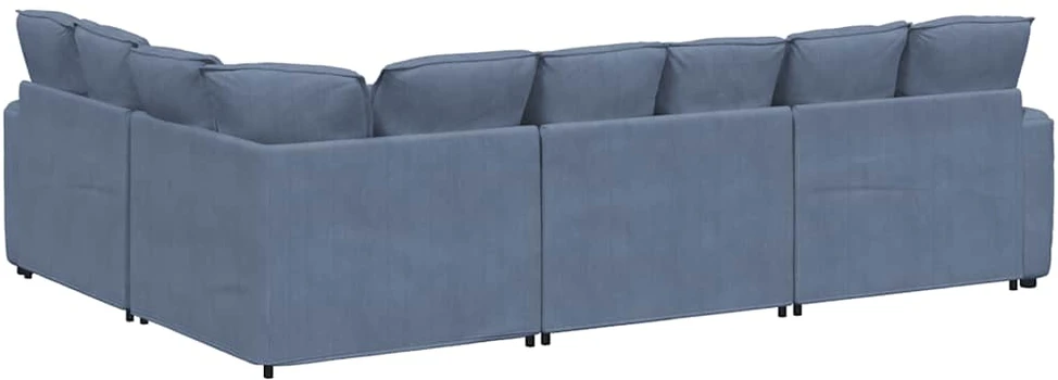 Modulinė sofa su pagalvėlėmis, velvetas, mėlyna