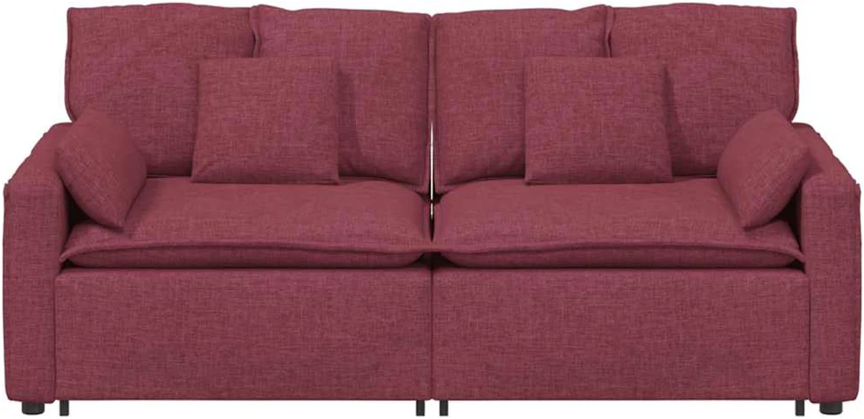 Modulinė sofa su pagalvėlėmis, vyno raudonumo