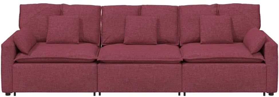 Modulinė sofa su pagalvėlėmis, vyno raudonumo