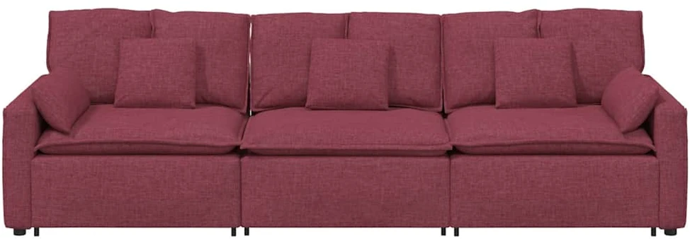 Modulinė sofa su pagalvėlėmis, vyno raudonumo