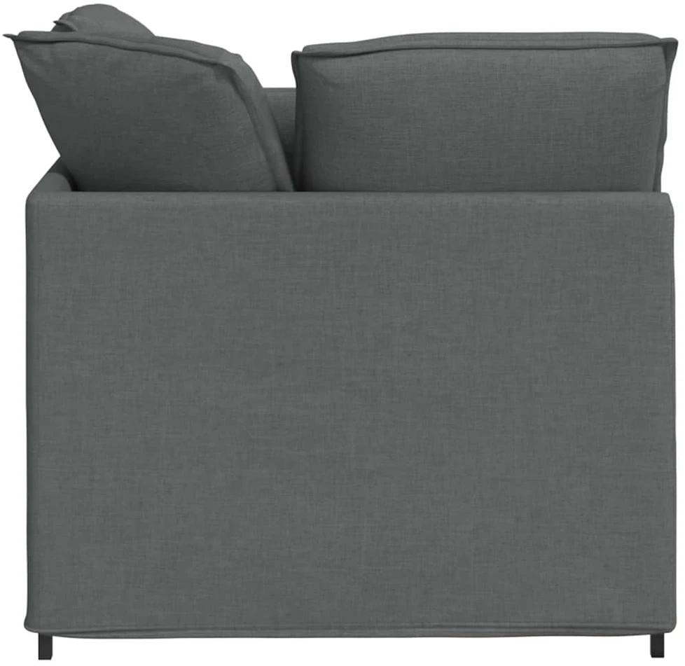 Modulinė sofa su pakoja ir pagalvėlėmis, audinys, tamsiai pilka