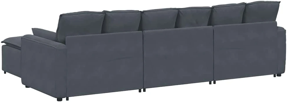 Modulinė sofa su pakoja ir pagalvėlėmis, tamsiai pilka