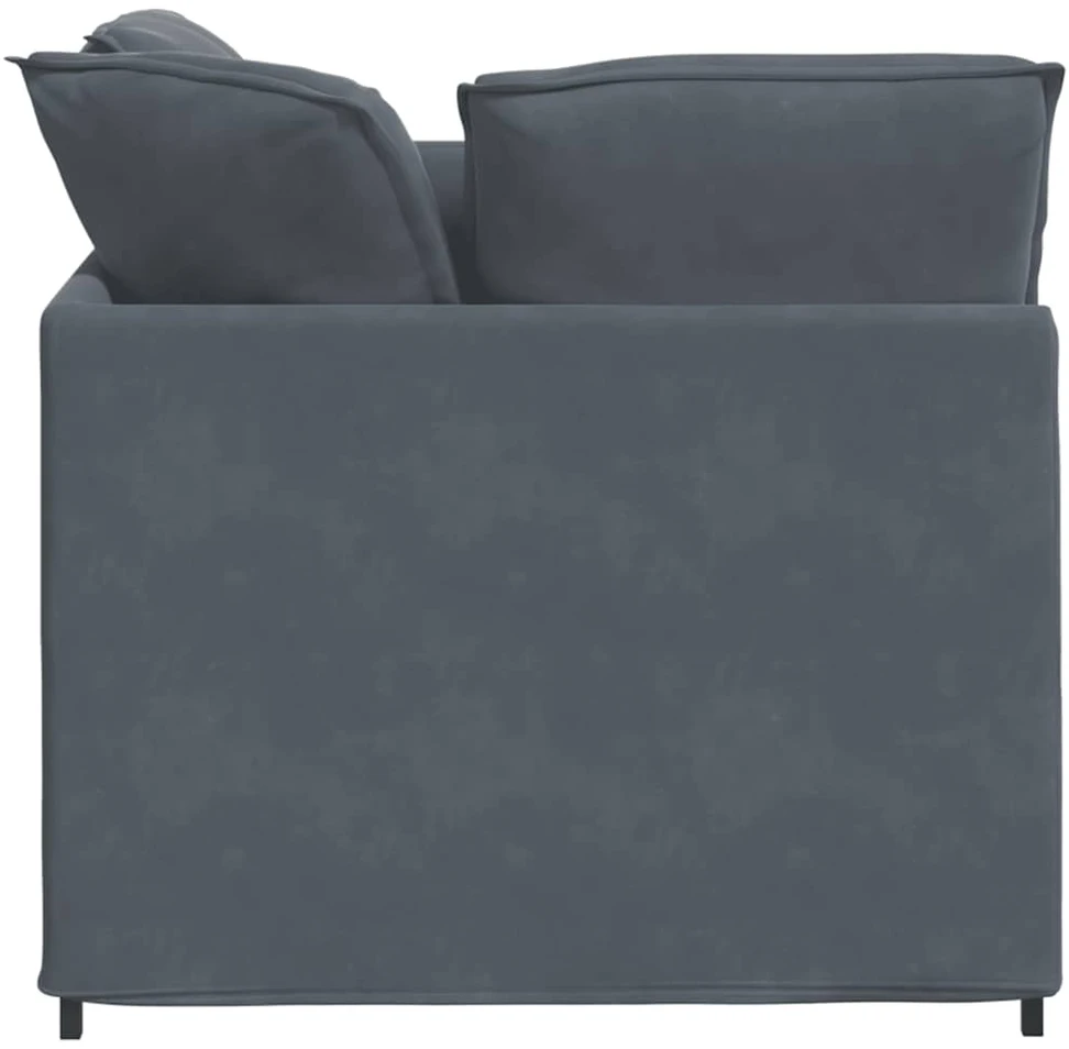 Modulinė sofa su pakoja ir pagalvėlėmis, aksominė, tamsiai pilka