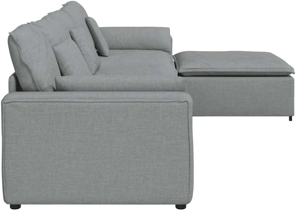 Modulinė sofa su pakoja ir pagalvėlėmis, šviesiai pilka
