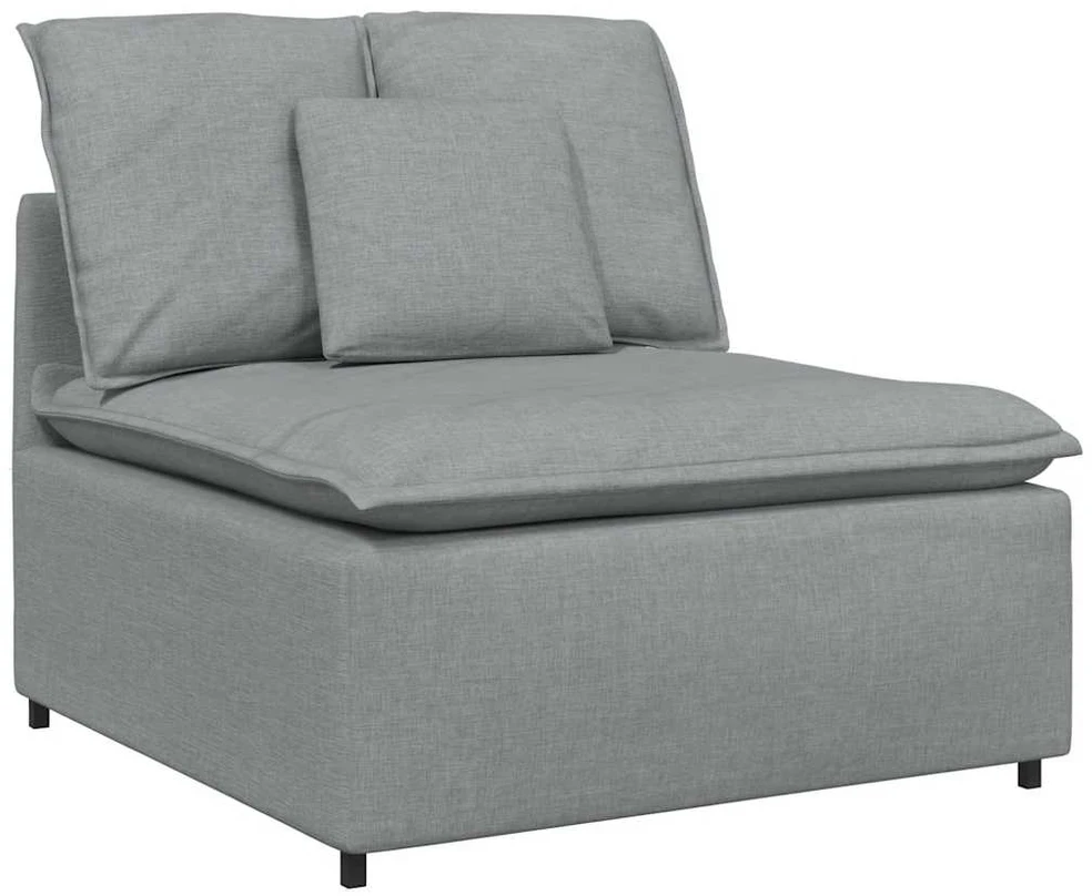 Modulinė sofa su pakoja ir pagalvėlėmis, audinys, šviesiai pilka