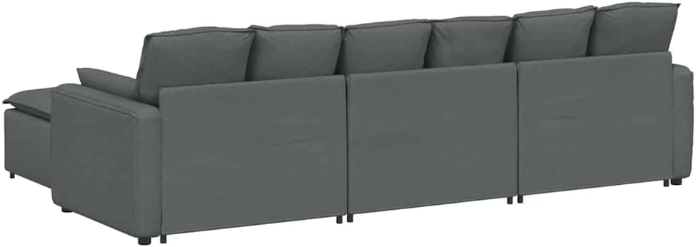 Modulinė sofa su pakoja ir pagalvėlėmis, tamsiai pilka