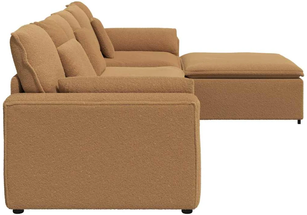 Modulinė sofa su pakoja ir pagalvėlėmis, smėlio spalvos