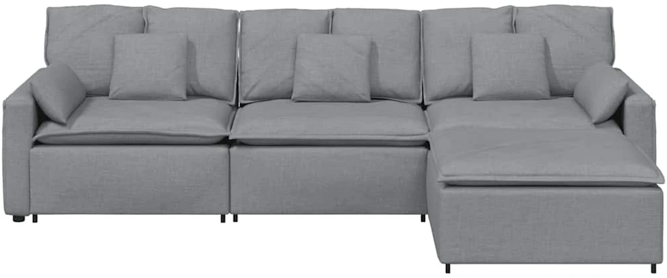 Modulinė sofa su pakoja ir pagalvėlėmis, šviesiai pilka
