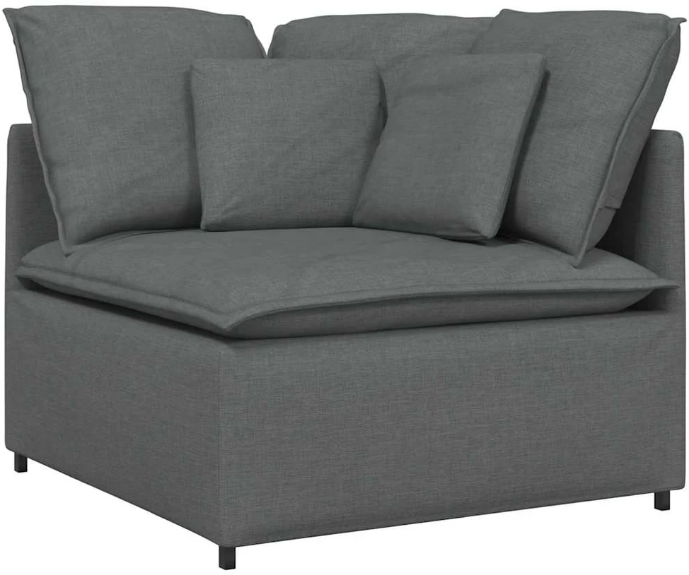Modulinė sofa su pakoja ir pagalvėlėmis, audinys, tamsiai pilka