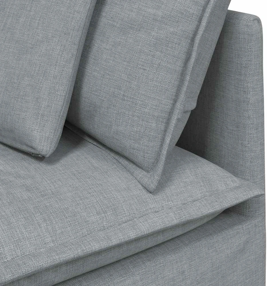Modulinė sofa su pakoja ir pagalvėlėmis, audinys, šviesiai pilka