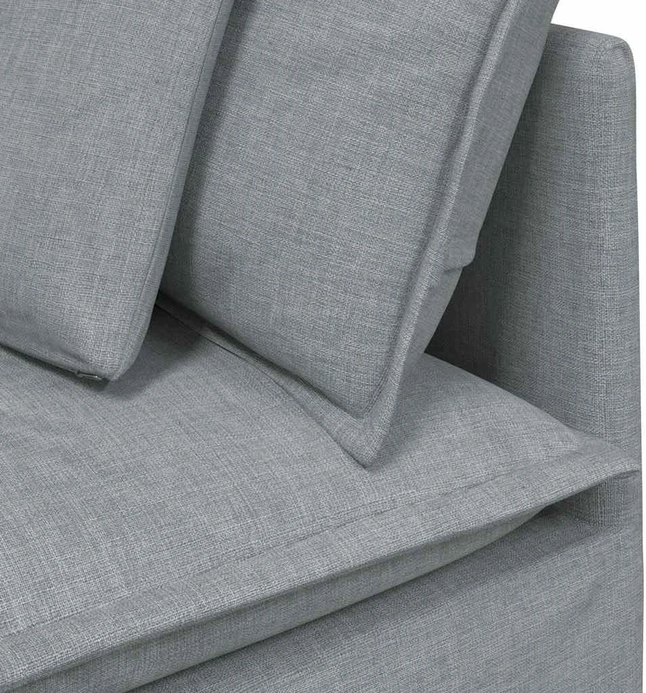 Modulinė sofa su pakoja ir pagalvėlėmis, audinys, šviesiai pilka