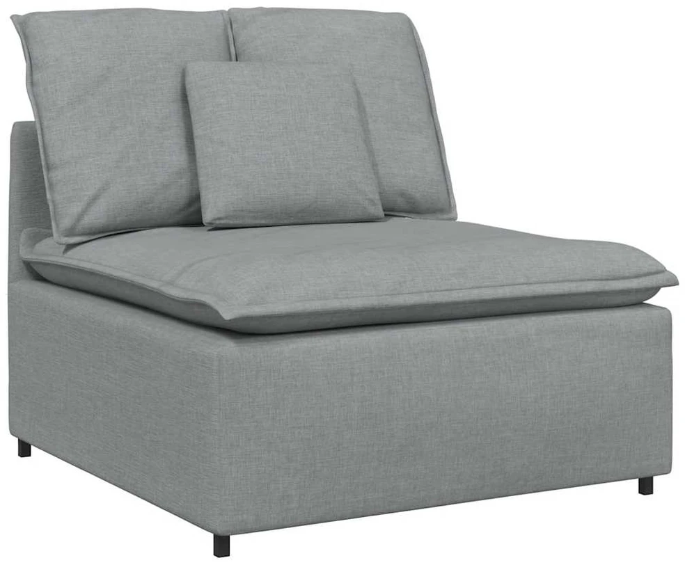 Modulinė sofa su pakoja ir pagalvėlėmis, audinys, šviesiai pilka