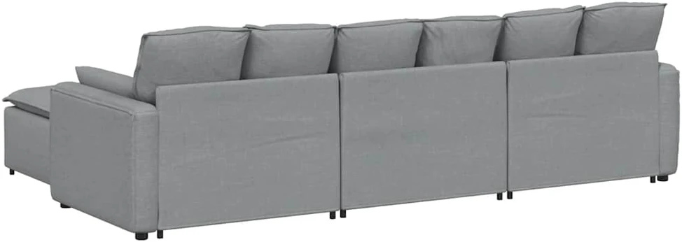 Modulinė sofa su pakoja ir pagalvėlėmis, šviesiai pilka