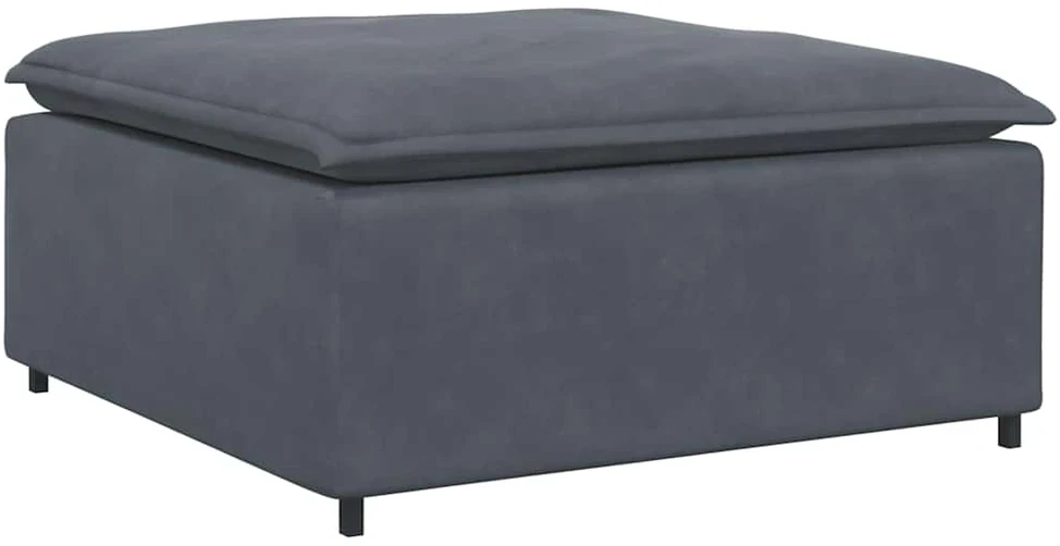 Modulinė sofa su pakoja ir pagalvėlėmis, aksominė, tamsiai pilka