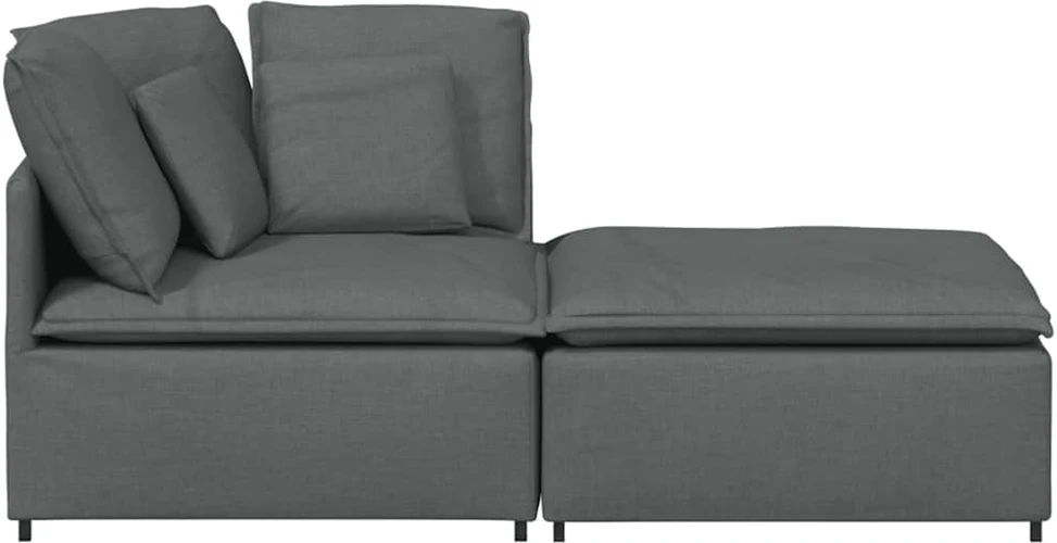 Modulinė sofa su pakoja ir pagalvėlėmis, audinys, tamsiai pilka