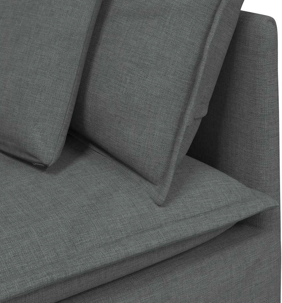 Modulinė sofa su pakoja ir pagalvėlėmis, audinys, tamsiai pilka