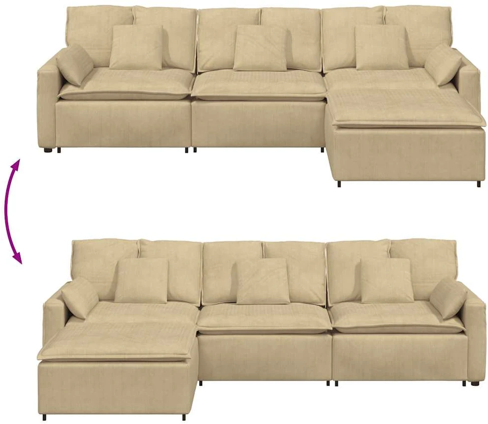 Modulinė sofa su pakoja ir pagalvėlėmis, pilkai žalia
