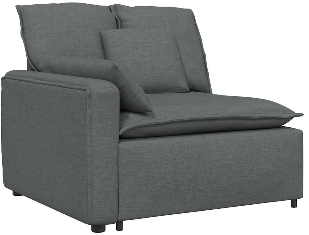Modulinė sofa su pakoja ir pagalvėlėmis, tamsiai pilka