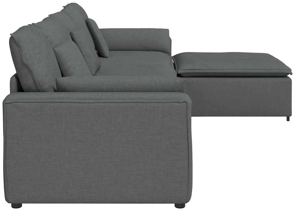 Modulinė sofa su pakoja ir pagalvėlėmis, tamsiai pilka