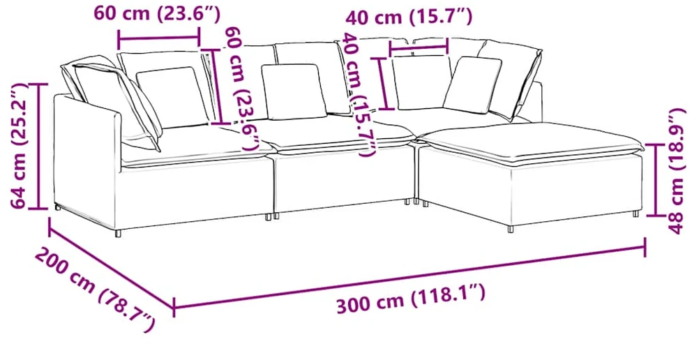 Modulinė sofa su pakoja ir pagalvėlėmis, aksominė, tamsiai pilka