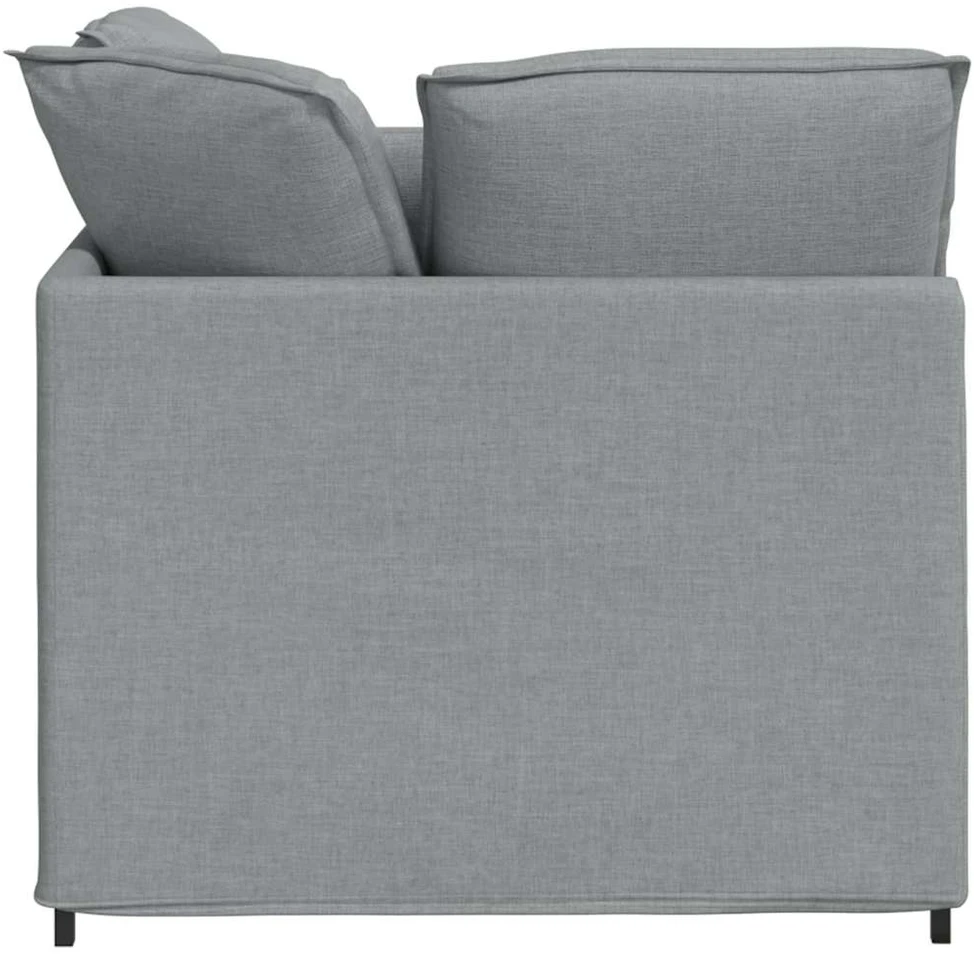 Modulinė sofa su pakoja ir pagalvėlėmis, audinys, šviesiai pilka