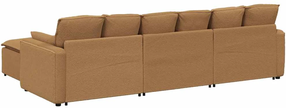 Modulinė sofa su pakoja ir pagalvėlėmis, smėlio spalvos