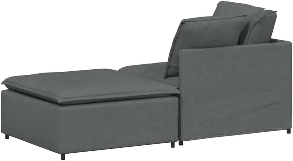 Modulinė sofa su pakoja ir pagalvėlėmis, audinys, tamsiai pilka