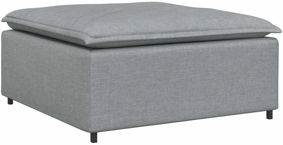 Modulinė sofa su pakoja ir pagalvėlėmis, audinys, šviesiai pilka