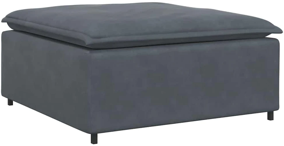 Modulinė sofa su pakoja ir pagalvėlėmis, aksominė, tamsiai pilka