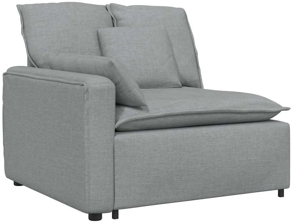 Modulinė sofa su pakoja ir pagalvėlėmis, šviesiai pilka