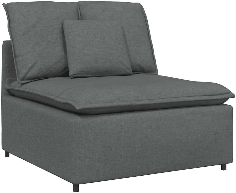 Modulinė sofa su pakoja ir pagalvėlėmis, audinys, tamsiai pilka