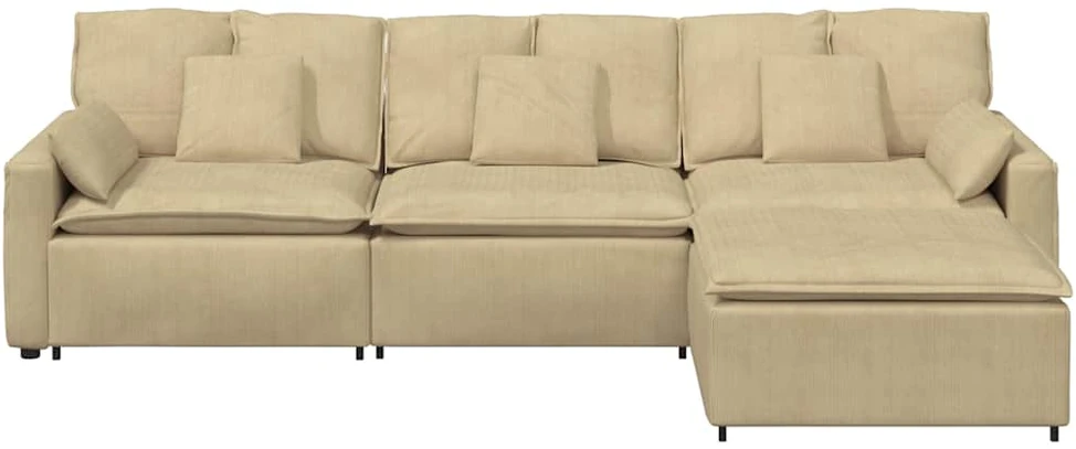 Modulinė sofa su pakoja ir pagalvėlėmis, pilkai žalia