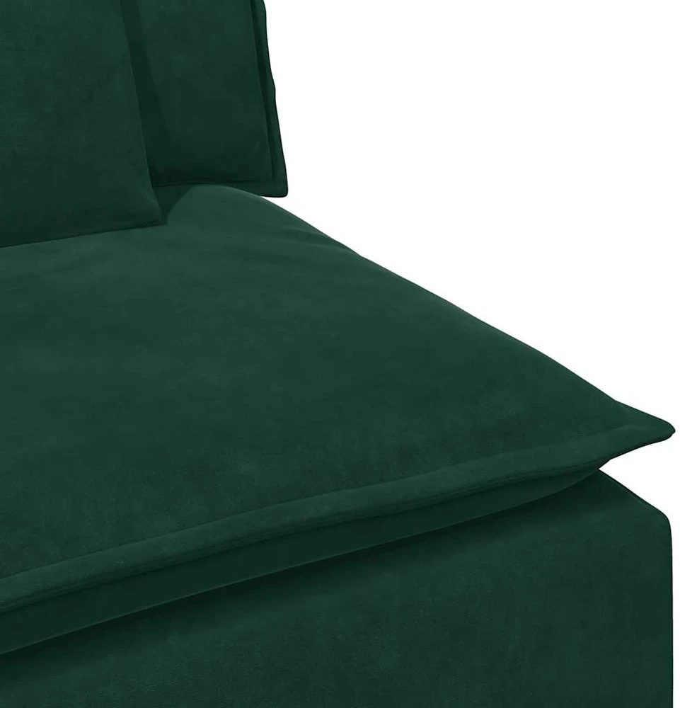 Modulinė sofa su porankiais ir pagalvėlėmis, tamsiai žalia, 100 cm