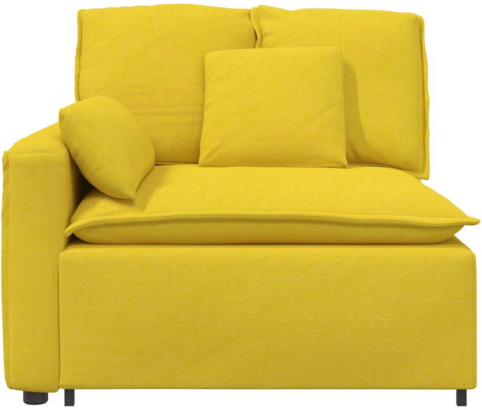 Modulinė sofa su porankiais ir pagalvėlėmis, šviesiai geltona, 100 cm
