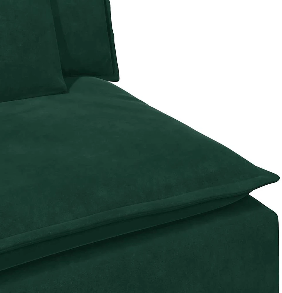 Modulinė sofa su porankiais ir pagalvėlėmis, tamsiai žalia, 100 cm