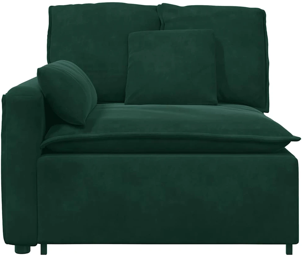 Modulinė sofa su porankiais ir pagalvėlėmis, tamsiai žalia, 100 cm