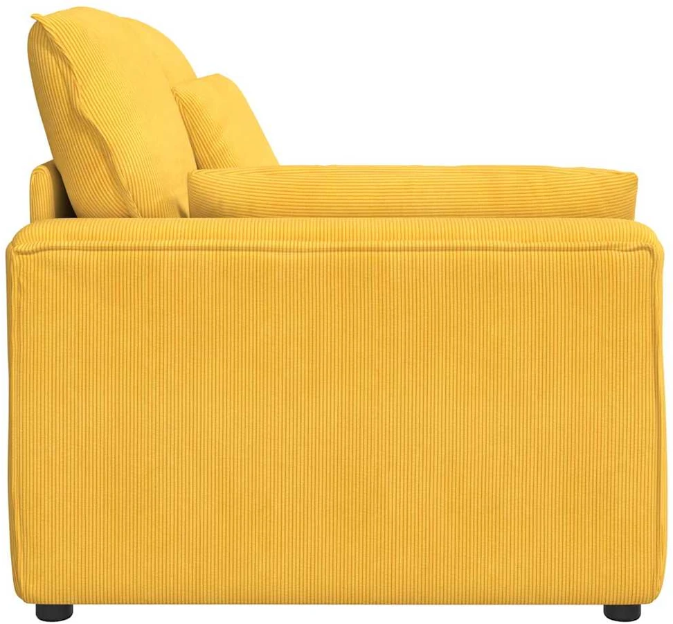 Modulinė sofa su porankiais ir pagalvėlėmis, šviesiai geltona, 100 cm