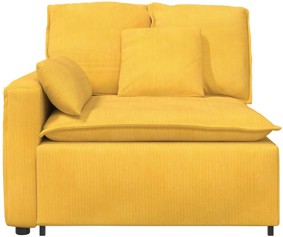 Modulinė sofa su porankiais ir pagalvėlėmis, šviesiai geltona, 100 cm