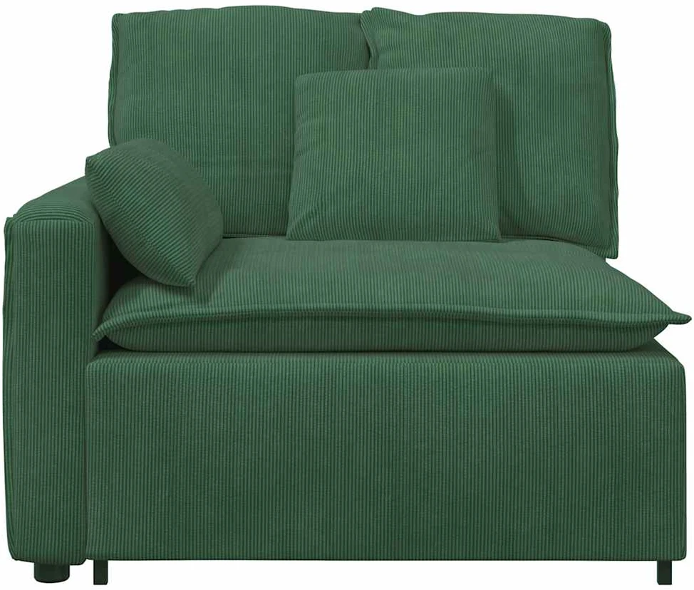 Modulinė sofa su porankiais ir pagalvėlėmis, tamsiai žalia, 100 cm