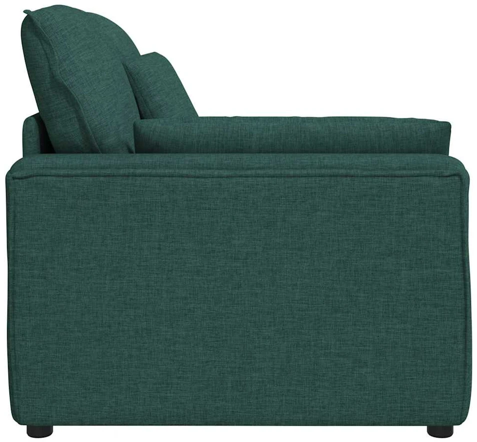 Modulinė sofa su porankiais ir pagalvėlėmis, tamsiai žalia, 100 cm