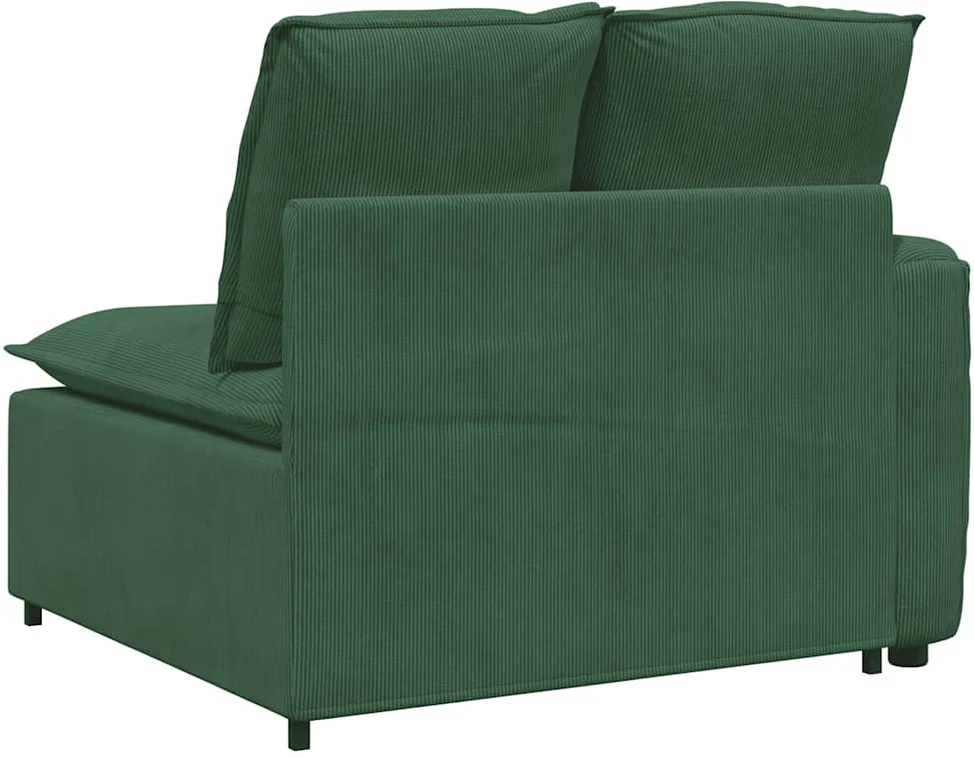 Modulinė sofa su porankiais ir pagalvėlėmis, tamsiai žalia, 100 cm