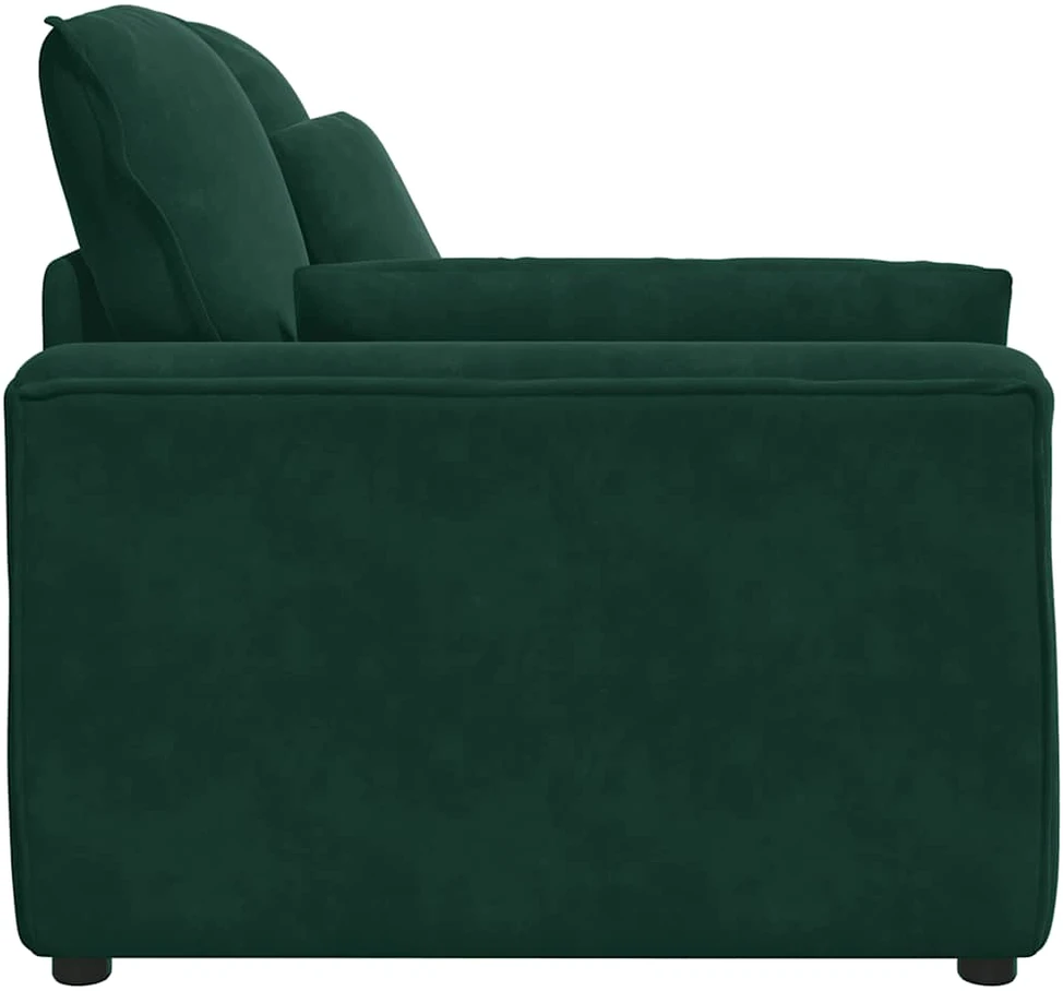 Modulinė sofa su porankiais ir pagalvėlėmis, tamsiai žalia, 100 cm
