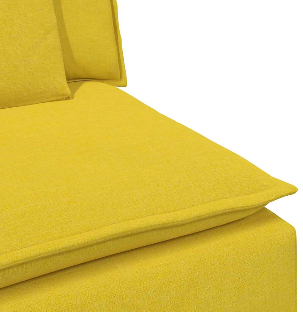 Modulinė sofa su porankiais ir pagalvėlėmis, šviesiai geltona, 100 cm