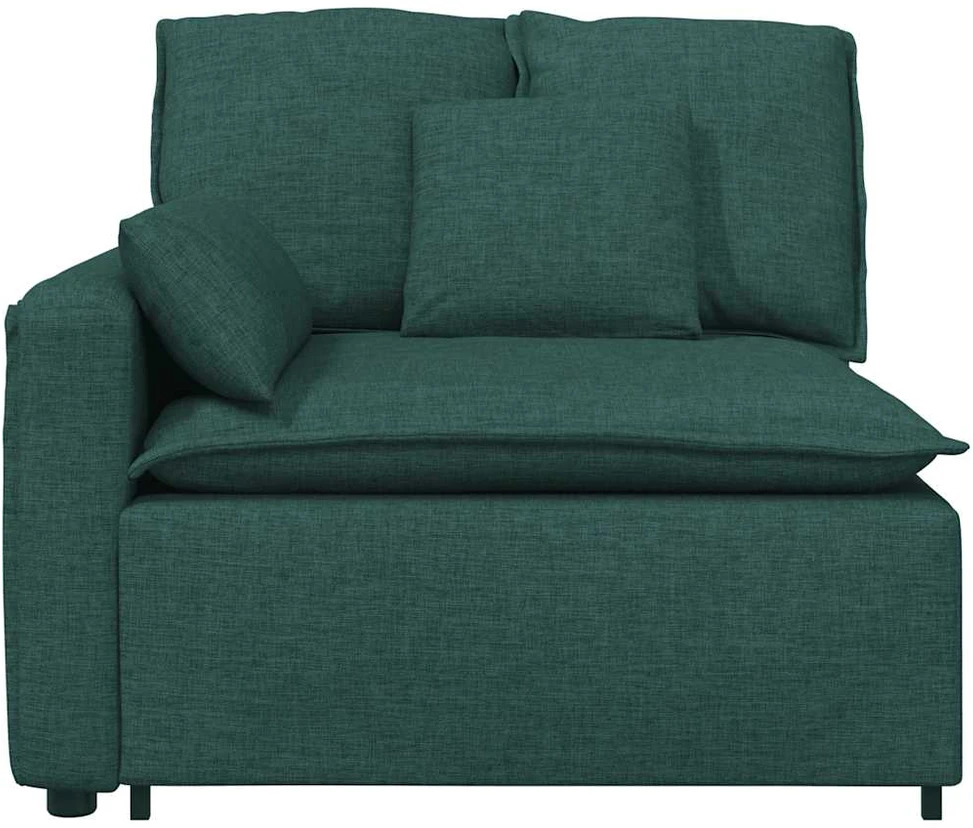 Modulinė sofa su porankiais ir pagalvėlėmis, tamsiai žalia, 100 cm