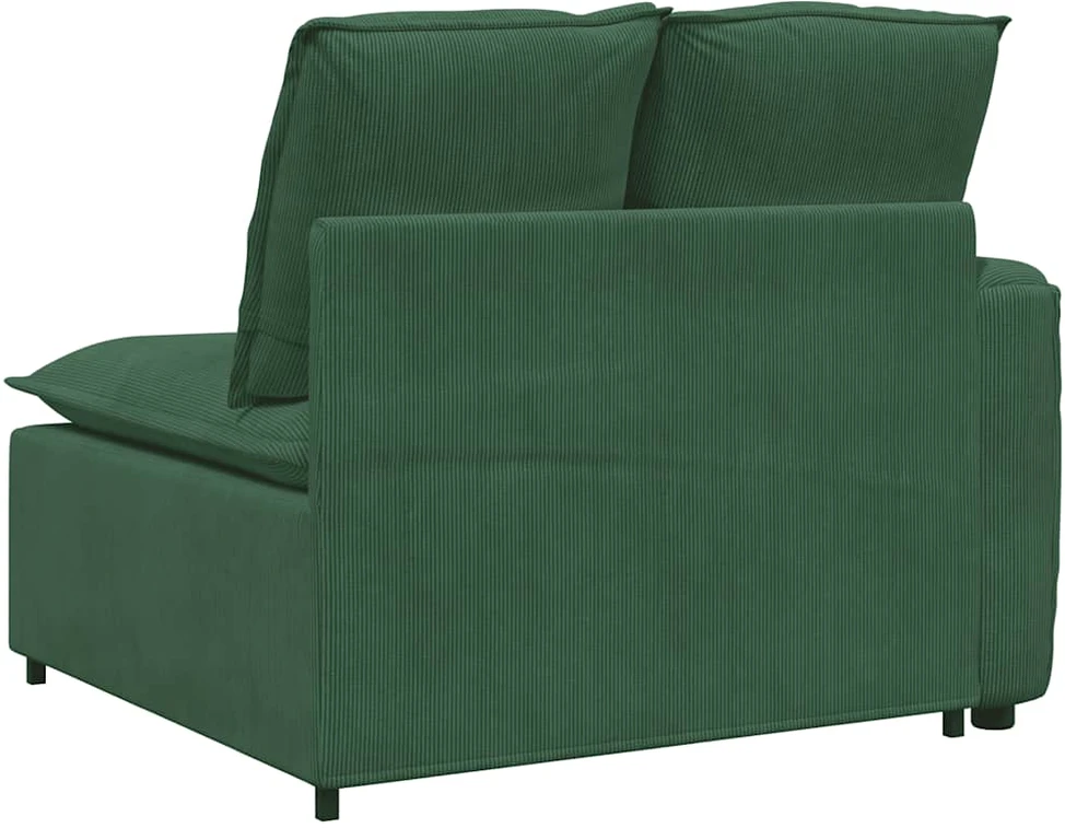 Modulinė sofa su porankiais ir pagalvėlėmis, tamsiai žalia, 100 cm