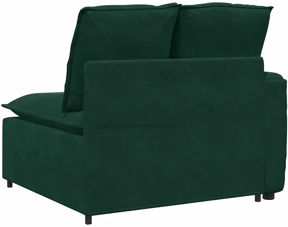 Modulinė sofa su porankiais ir pagalvėlėmis, tamsiai žalia, 100 cm