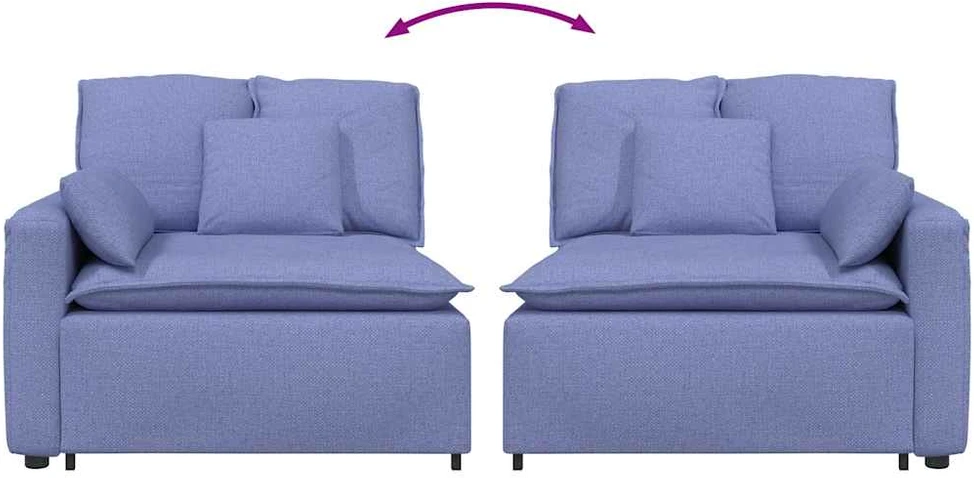 Modulinė sofa su porankiu, džinsinės mėlynos spalvos, 100 cm