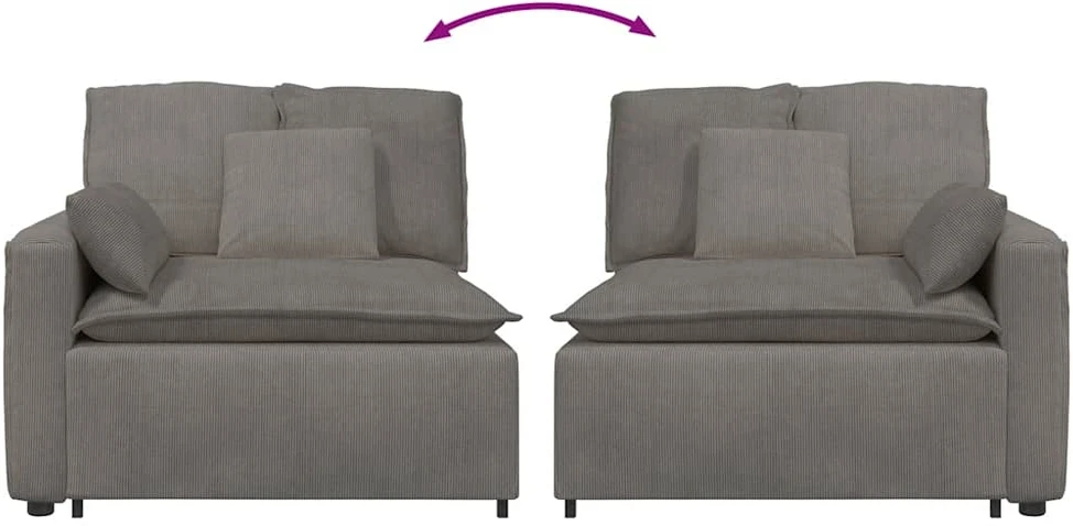 Modulinė sofa su porankiu ir pagalvėlėmis, šviesiai pilka, 100 cm