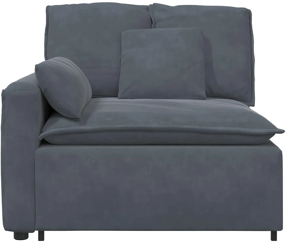Modulinė sofa su porankiu ir pagalvėlėmis, tamsiai pilka, 100 cm